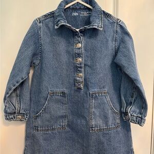 Zara Classic Blue Denim Dress Girls Size 4-5 Y